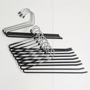 12 Open End Swan Neck Hangers For Pants Jeans Non-Slip Rubber Grips Steel Metal